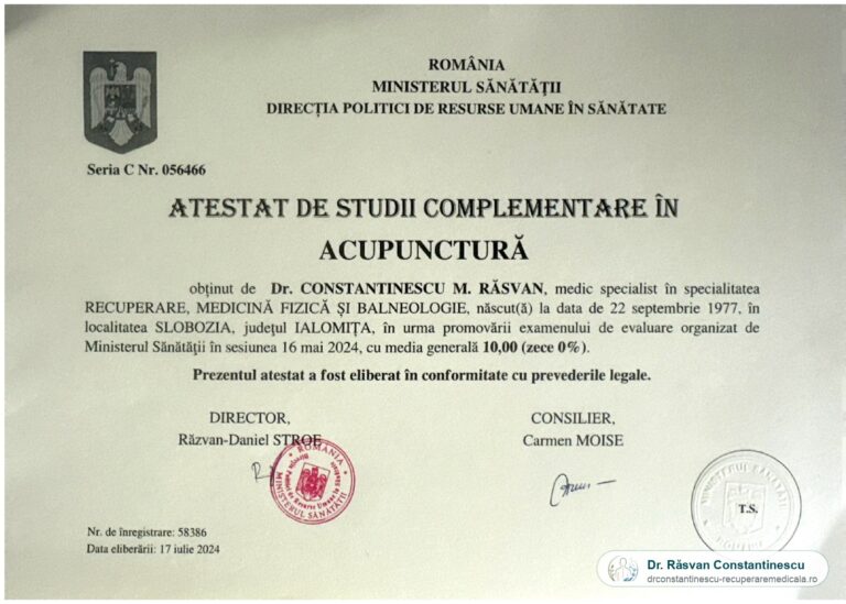 Atestat de studii complementare în acupunctură — Ministerul Sănătății, 2024