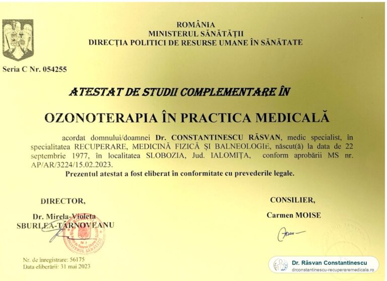 Atestat de studii complementare în ozonoterapia în practica medicală — Ministerul Sănătății, 2023