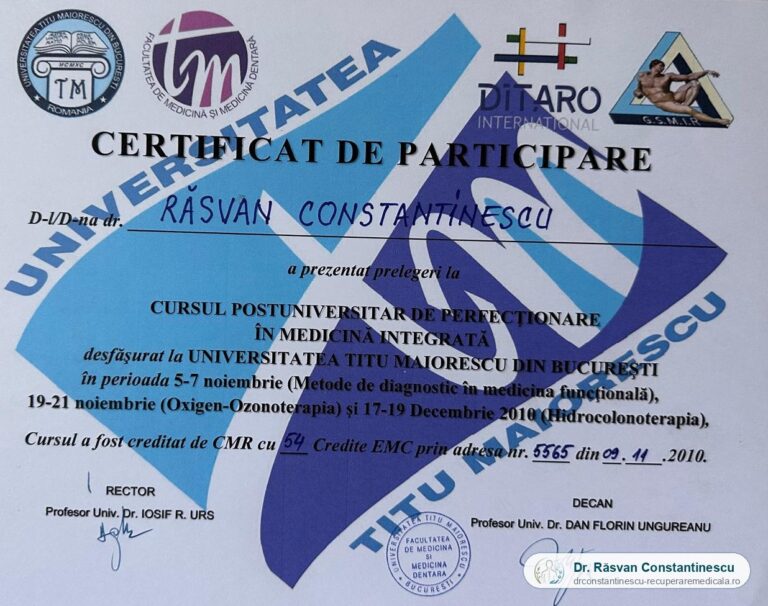 Perfecționare în medicină integrată — Universitatea Titu Maiorescu, 2010